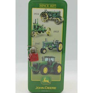 John Deere Since 1837 Locker Tin Coin Green Bank W/ Lock & Key